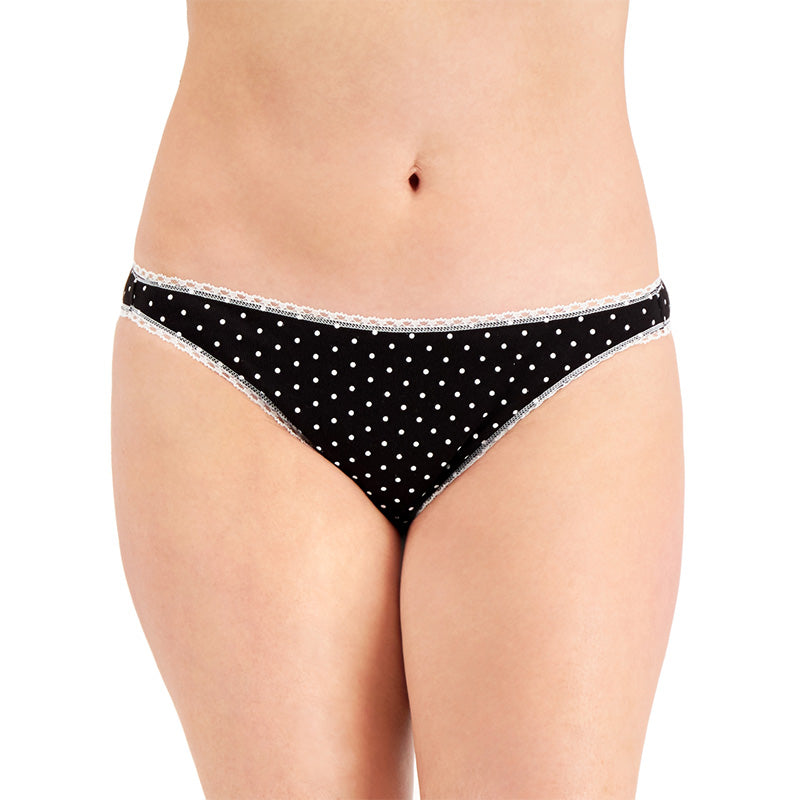 Charter Club Everyday Cotton Bikini Underwear Black Dot M