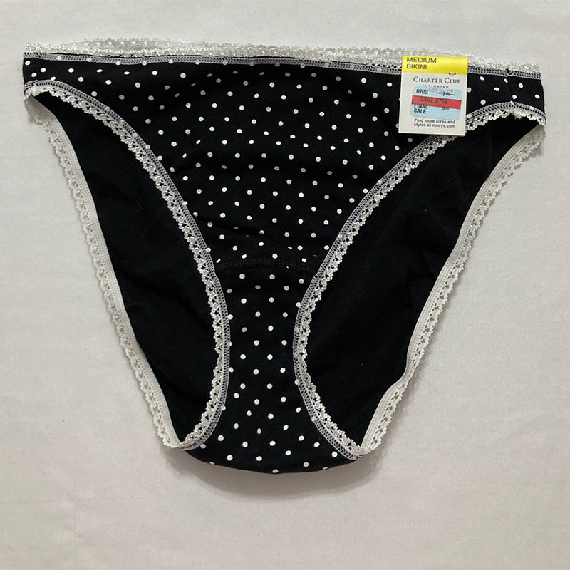 Charter Club Everyday Cotton Bikini Underwear Black Dot M