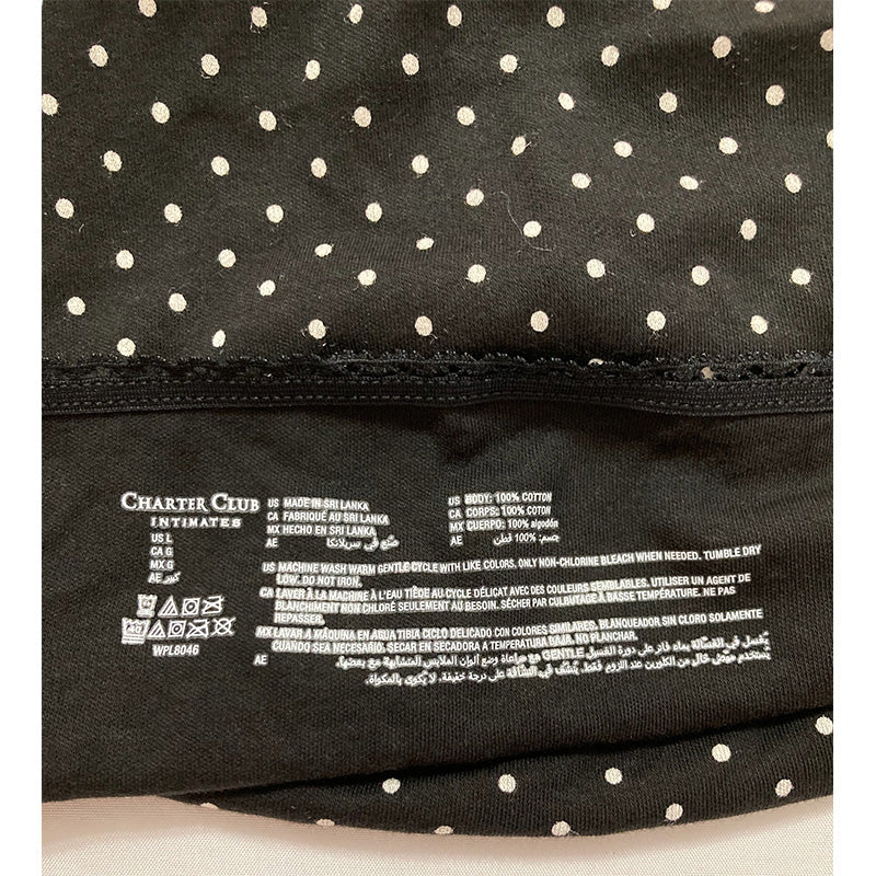 Charter Club Everyday Cotton Bikini Underwear Black Dot L