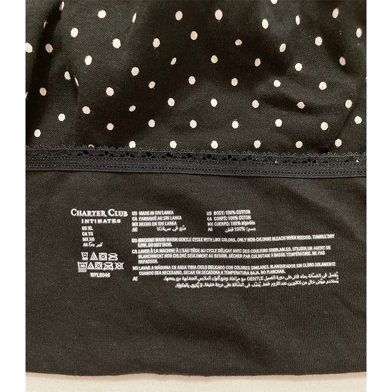 Charter Club Everyday Cotton Bikini Underwear Black Dot XL