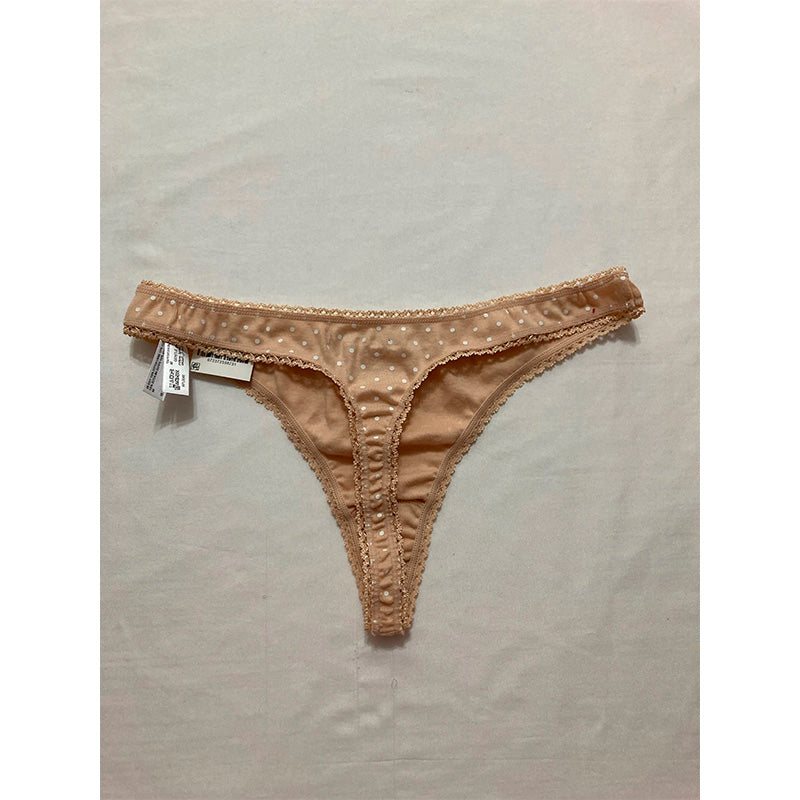 Charter Club Everyday Cotton Lace-Trim Thong Almond Latte XL