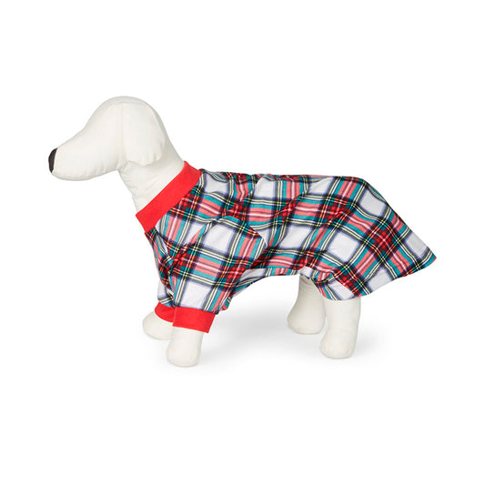Family Pajamas Christmas Plaid Notched Collar Flannel Pajama Set Dog Stewart Plaid L