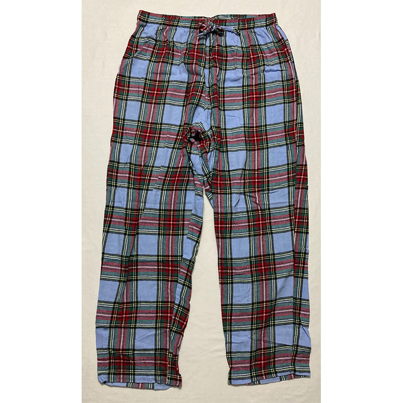 FAMILY PJs Sets Knit Plaid Long Sleeve V Neck Button Up Blue L
