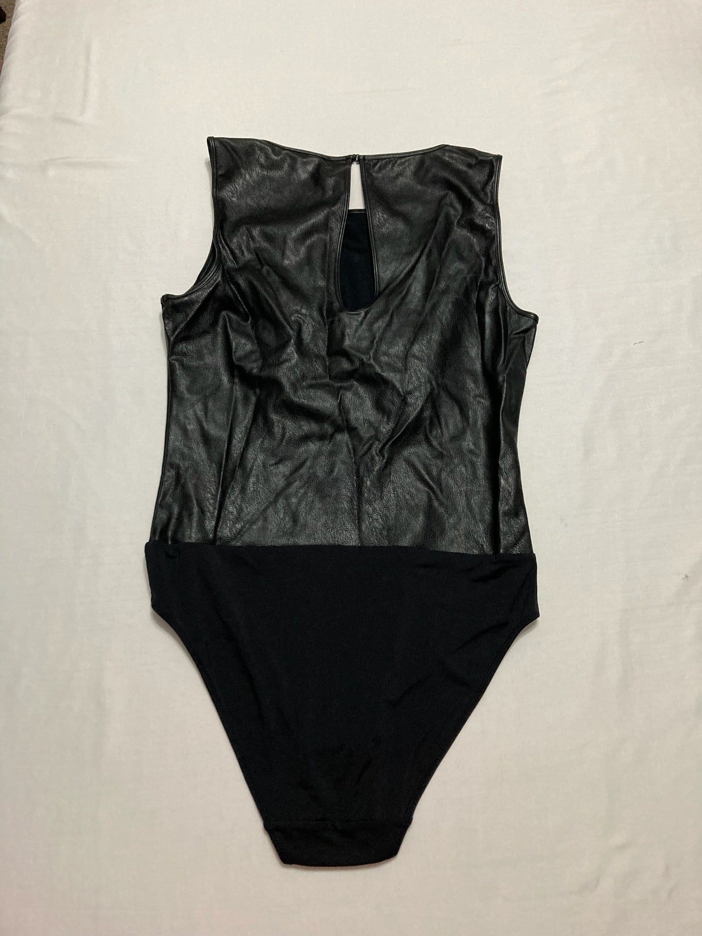 INC NFaux Leather Bodysuit Black L