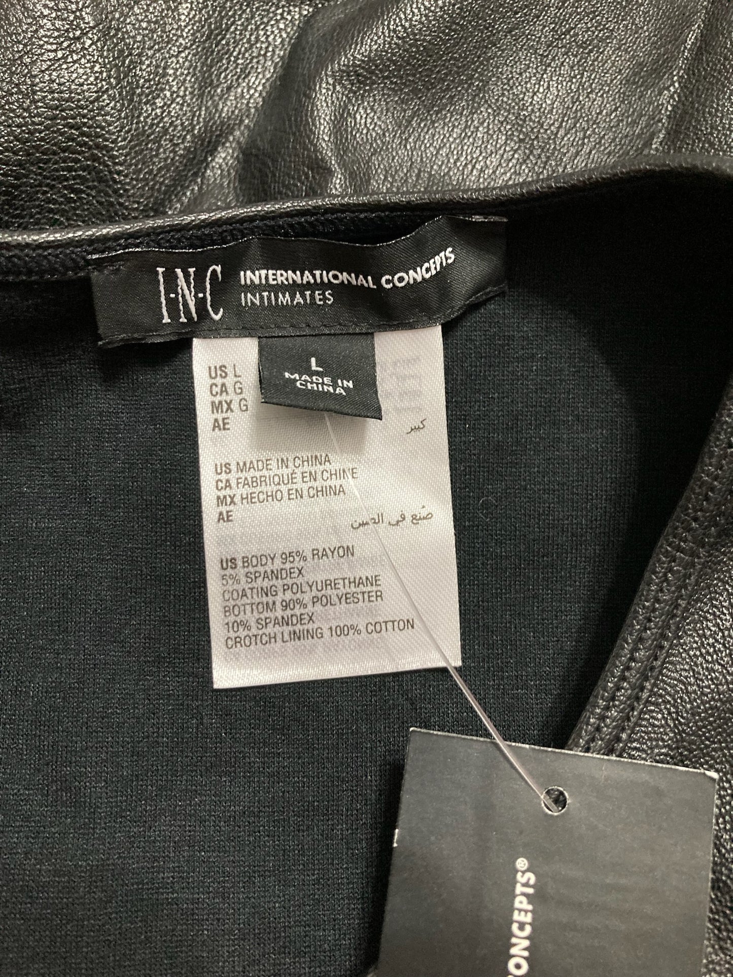 INC NFaux Leather Bodysuit Black L