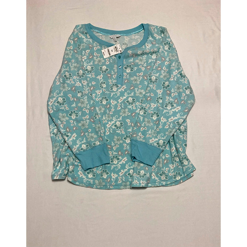 Charter Club Thermal Fleece Printed Pajama Set Blue 3X