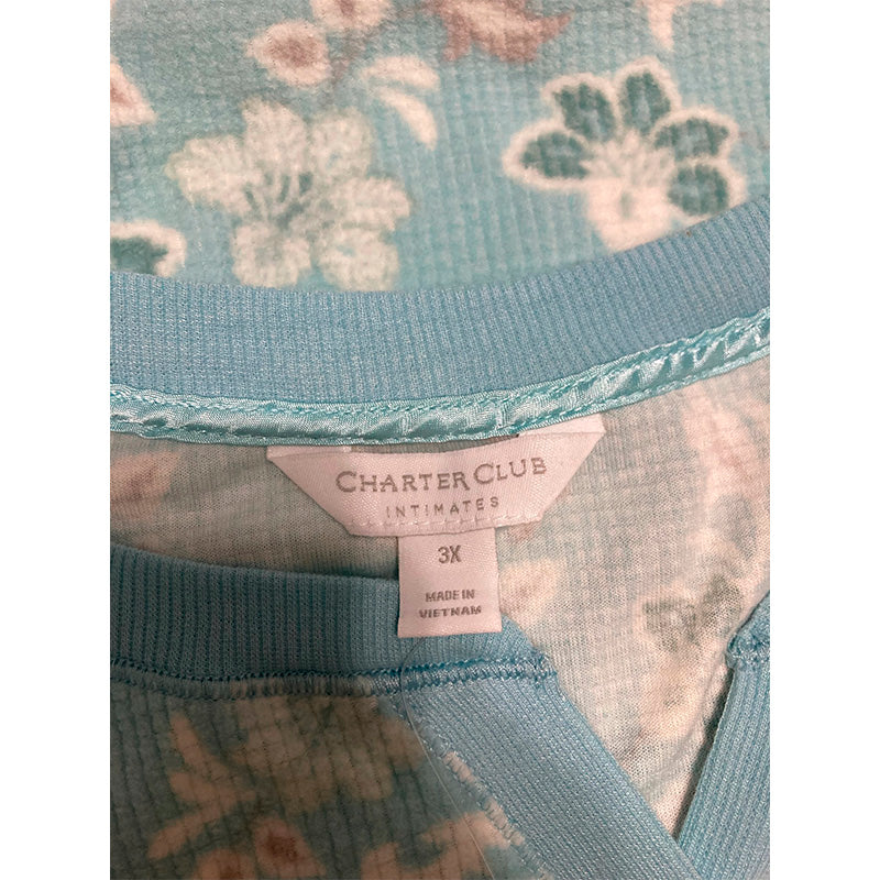 Charter Club Thermal Fleece Printed Pajama Set Blue 3X