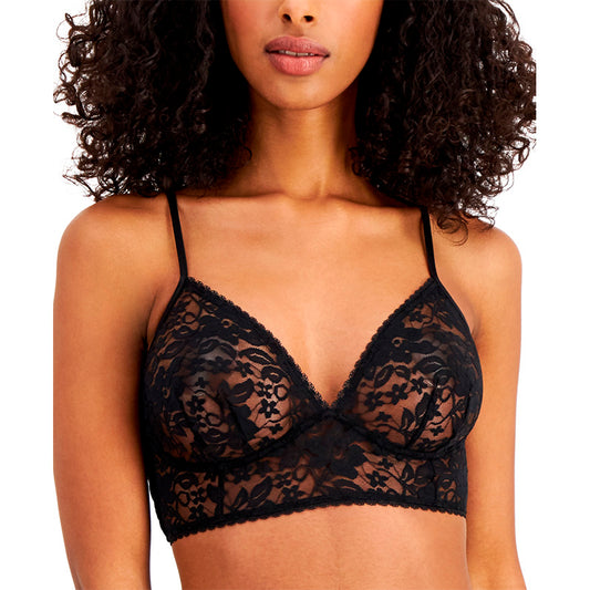 INC Intimates Floral Bralette Bra Black L