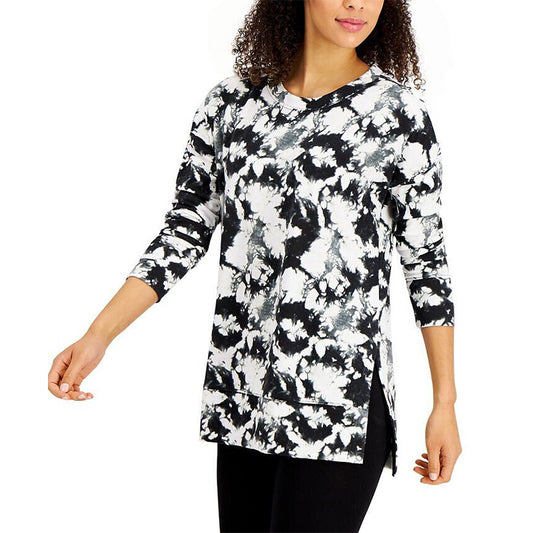 Jenni Super Soft Tunic only Pajama Top Black And White S