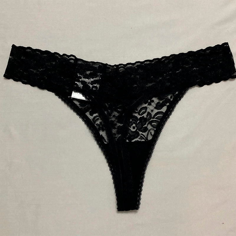 INC Lace-Trim Thong Underwear Black