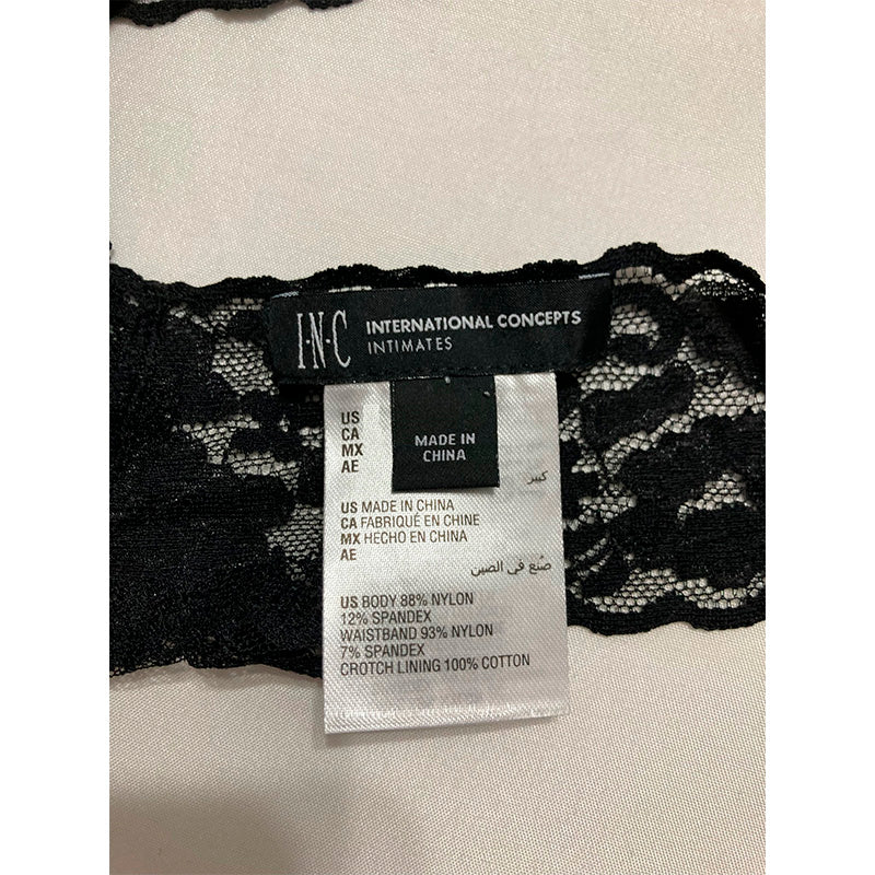 INC Lace-Trim Thong Underwear Black