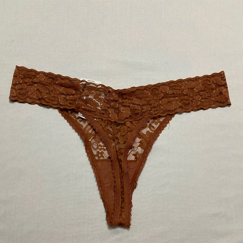 INC Lace-Trim Thong Underwear Brownie L