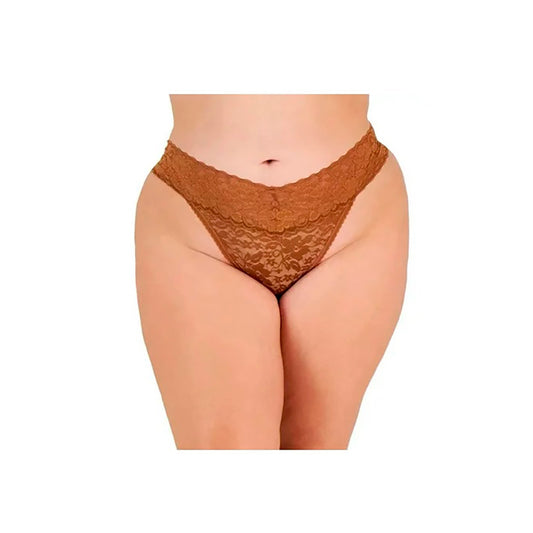 INC Lace-Trim Thong Underwear Brownie L