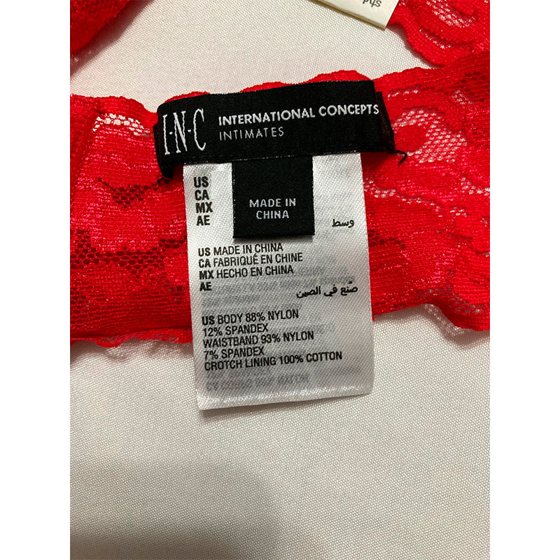 INC  Lace-Trim Thong Underwear Ski Patrol M