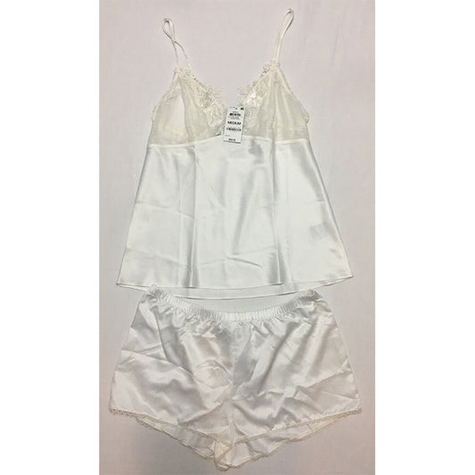 INC Bridal Satin Pajama Cami & Shorts Set White M