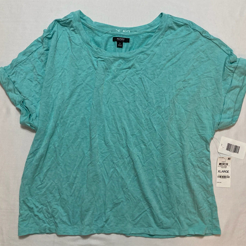 Alfani Ultra-Soft Only Pajama Top Aqua XS