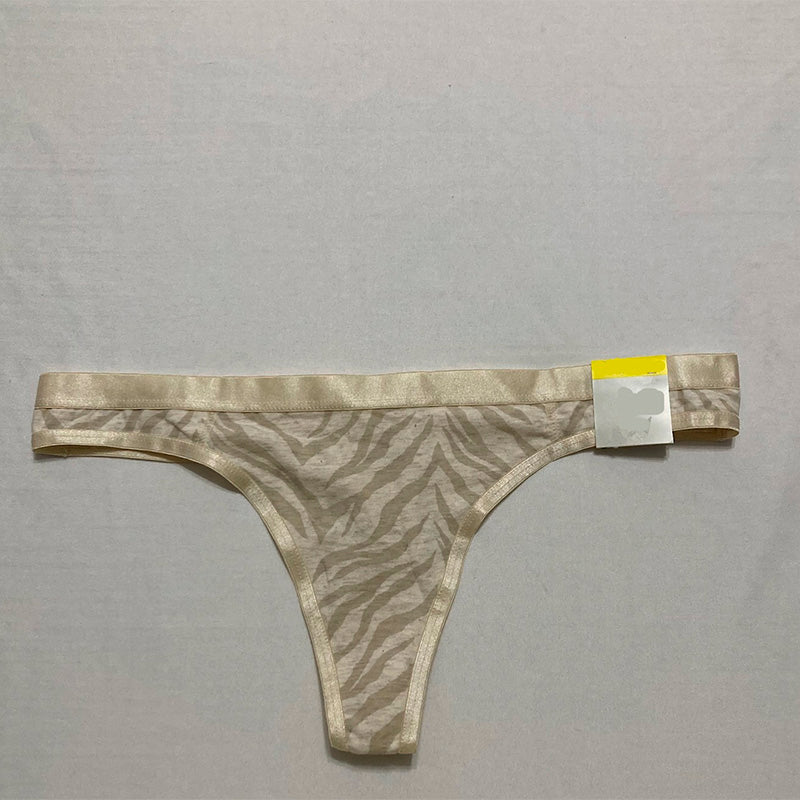 Jenni Cotton Print Satin Trim Thong Tiger