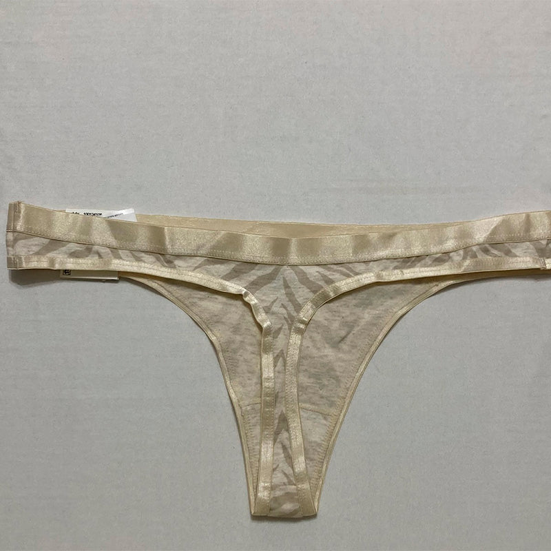 Jenni Cotton Print Satin Trim Thong Tiger