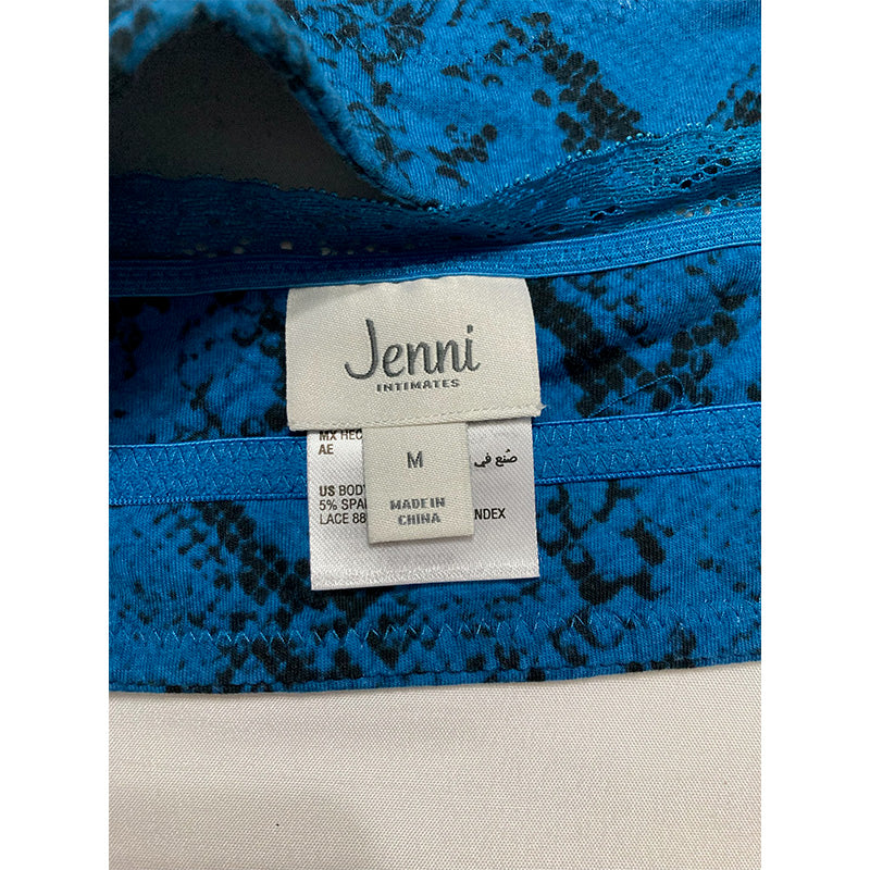 Jenni On Repeat Wide Lace Bralette Snake Blue M