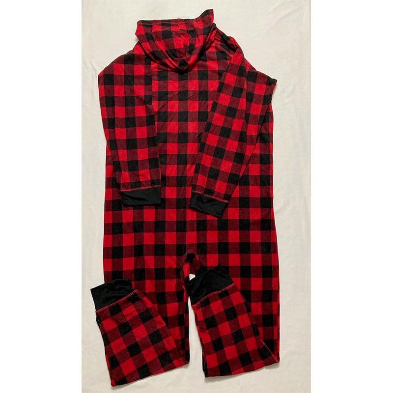 Family PJs Intimates Red Rib-Knit Cuffs Check Holiday L