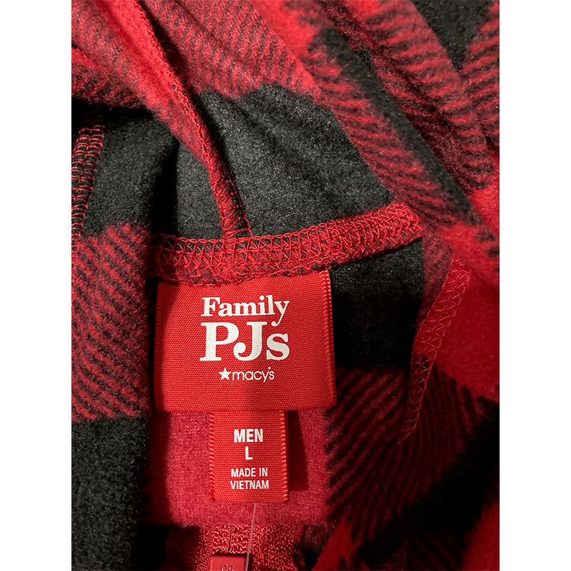Family PJs Intimates Red Rib-Knit Cuffs Check Holiday L