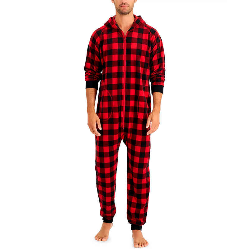 Family PJs Intimates Red Rib-Knit Cuffs Check Holiday L