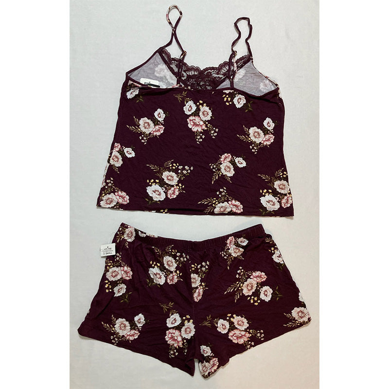 Inc Up All Night Heavenly Soft Lace-Trim Cami & Shorts Burgundy XS