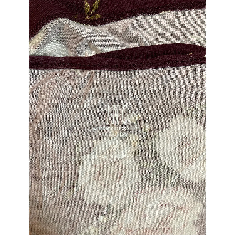 Inc Up All Night Heavenly Soft Lace-Trim Cami & Shorts Burgundy XS