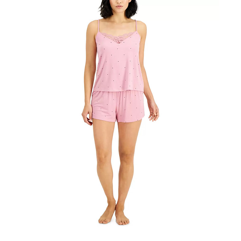 INC Up All Night Heavenly Soft Lace-trim Cami & Shorts Pajama Set Tiny Stars L