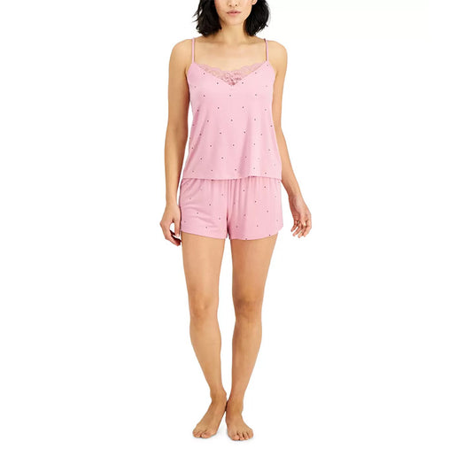 INC Up All Night Heavenly Soft Lace-trim Cami & Shorts Pajama Set Tiny Stars L