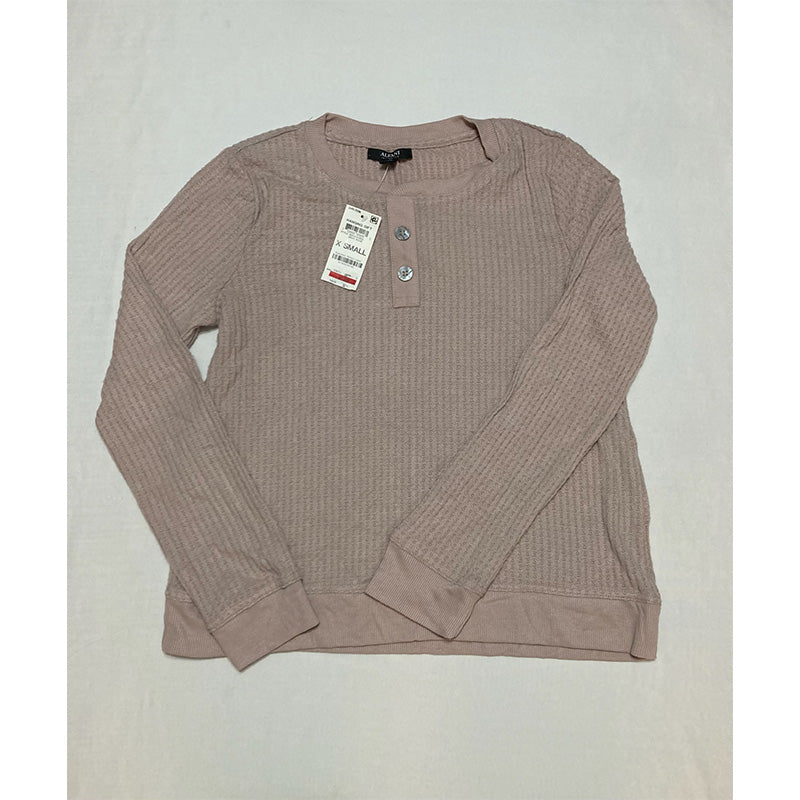 Alfani Thermal Henley Pajama Set Gray Rose XS