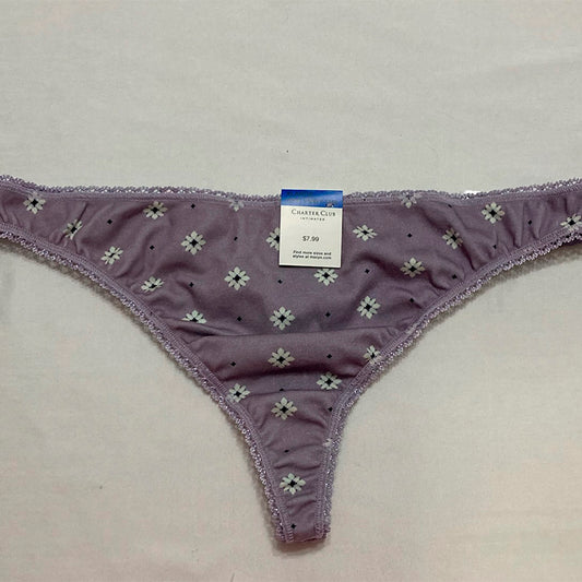 Charter Club Everyday Cotton Lace-Trim Bikini Cut Purple XL