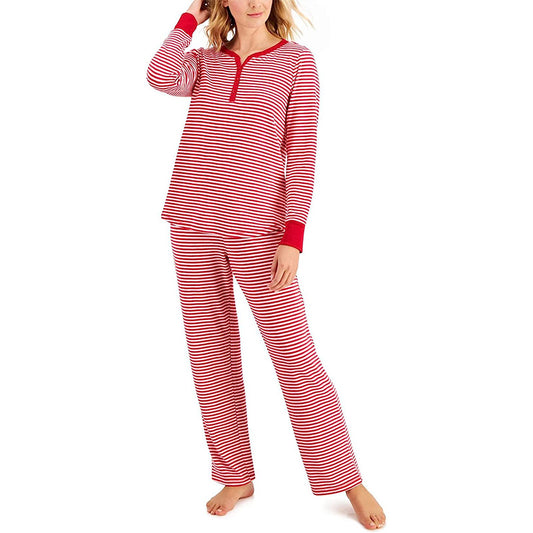 Charter Club Thermal Fleece Printed Pajama Set Classic Stripe XS