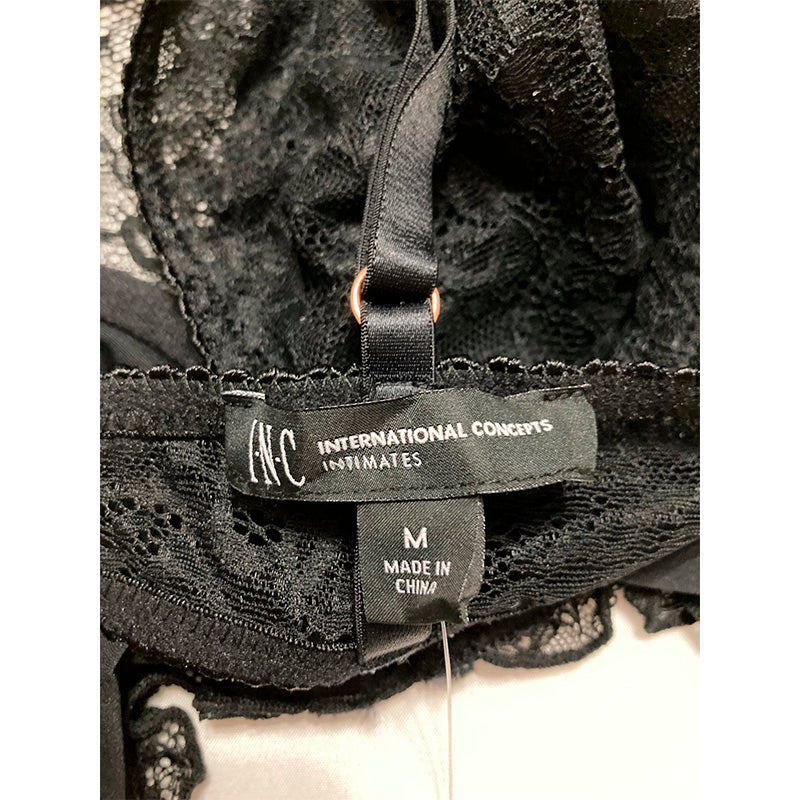 INC Solid Lace Cup Bodysuit Black M