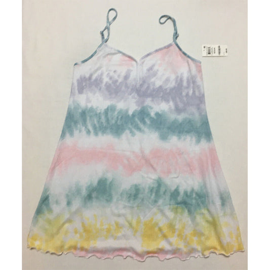 Jenni Ribbed Only Chemise Nightgown Rainbow Tie Dye Multicolor M