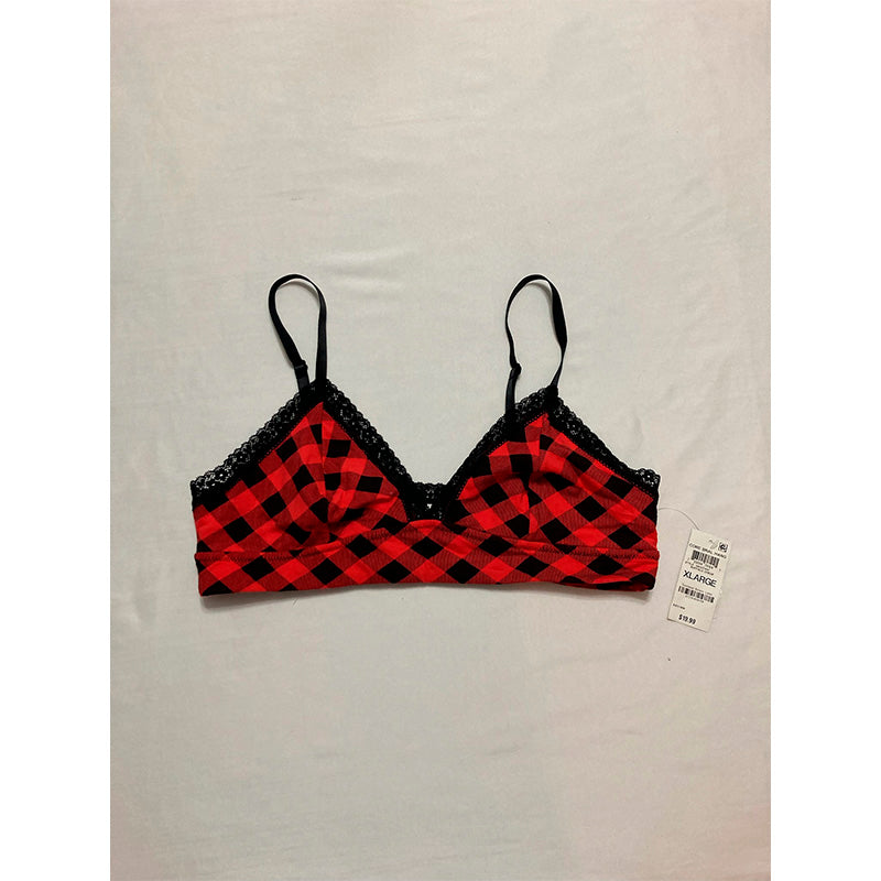 Jenni On Repeat Wide Lace Bralette Buffalo Check XL