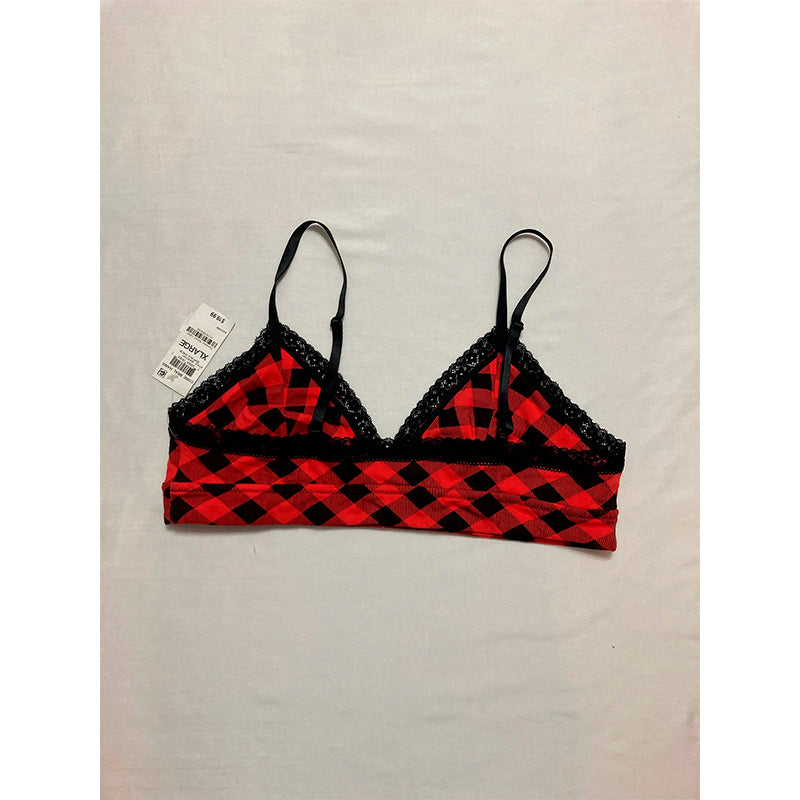 Jenni On Repeat Wide Lace Bralette Buffalo Check XL