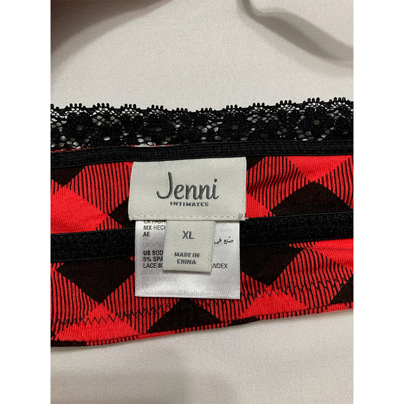 Jenni On Repeat Wide Lace Bralette Buffalo Check XL