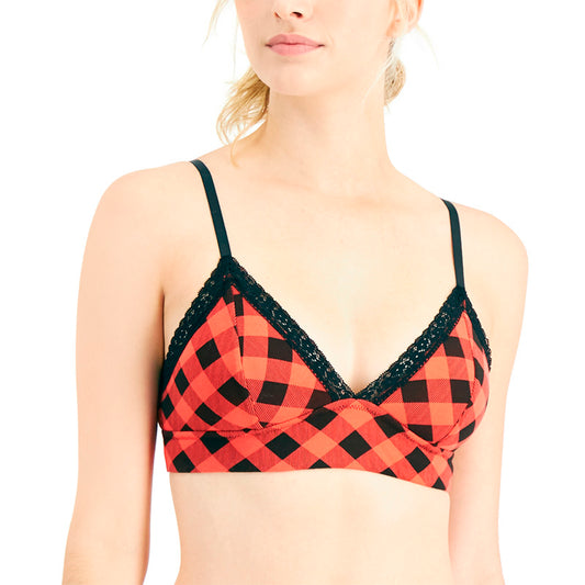 Jenni On Repeat Wide Lace Bralette Buffalo Check XL
