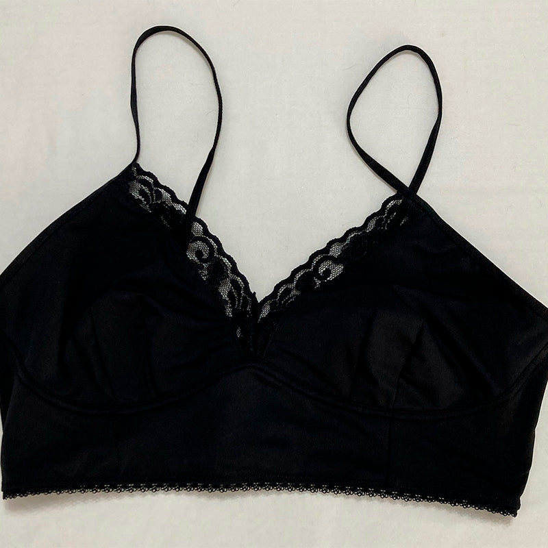 I.N.C. Lace-Trim Bralette Black L