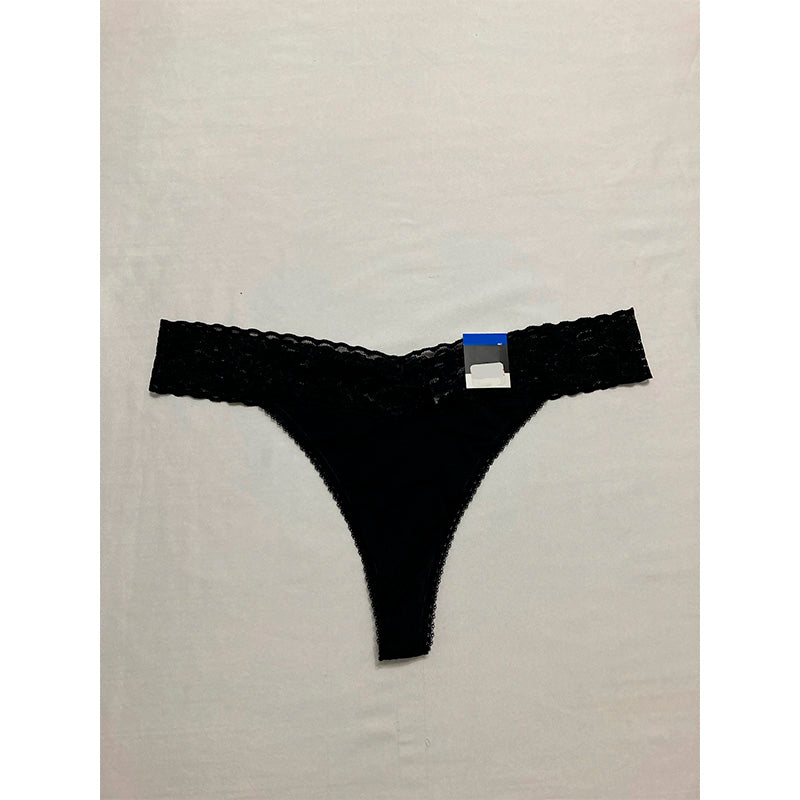 Inc International Concepts Lace-Trim Thong Underwear Black M