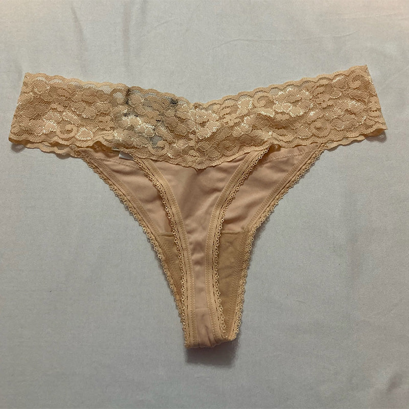 Inc International Concepts  Lace-Trim Thong Underwear Beige S