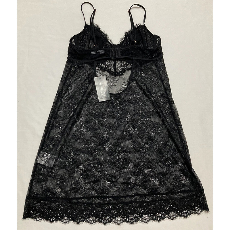 I.N.C. Lace & Chiffon Nightgown Lingerie Black S