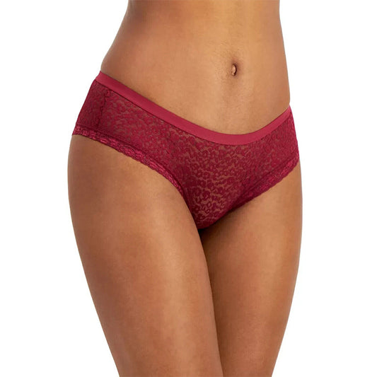 Jenni Leopard Lace Hipster Underwear Burgundy M