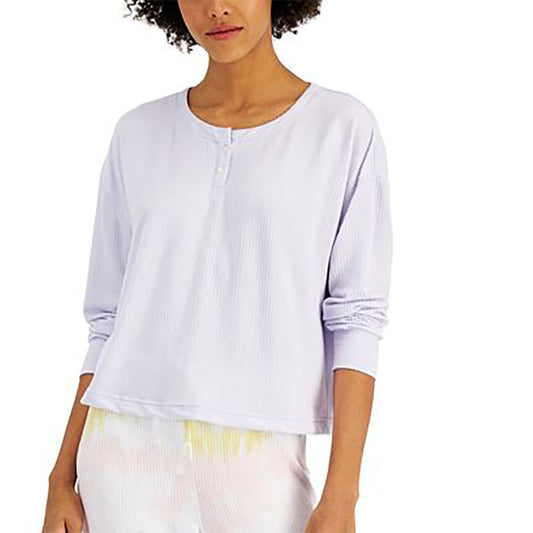 Jenni Ribbed Henley Only Pajama Top Lilac M