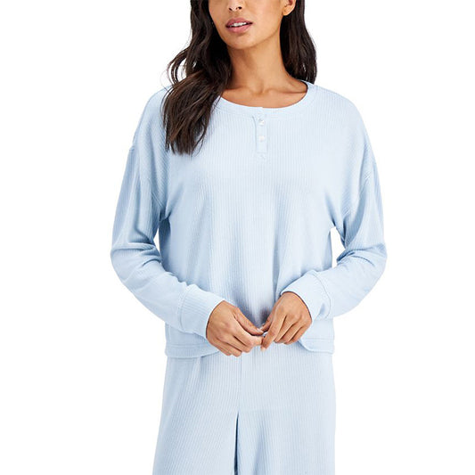 Jenni Ribbed Henley Only Pajama Top Sleep Grey 2XL