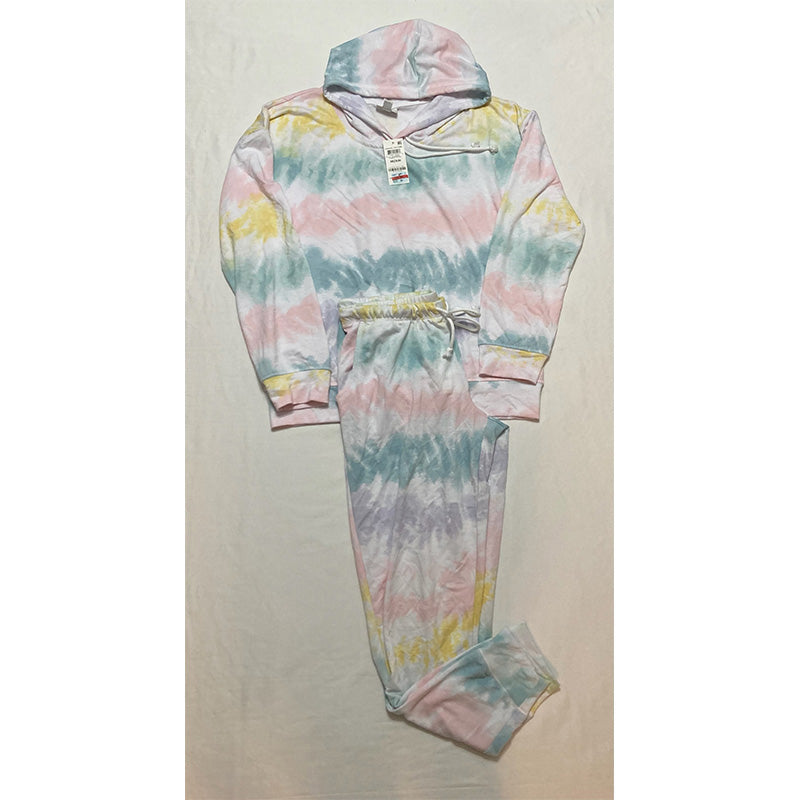 Jenni High Waist Tie-Dye Jogger Lounge Pajama Set Multicolor M