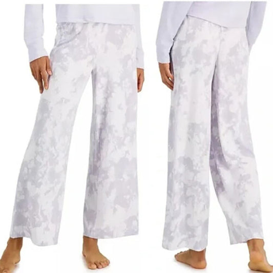 Jenni Printed Ribbed Wide-Leg Only Pajama Pants Gray M