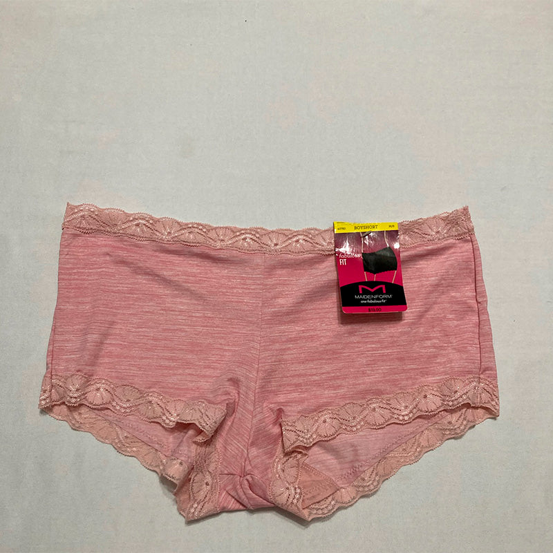 Maidenform Classics Microfiber and Lace Boyshort Panty Pink Heather Print 6