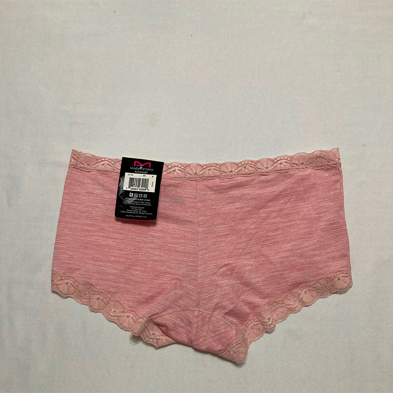 Maidenform Classics Microfiber and Lace Boyshort Panty Pink Heather Print 6